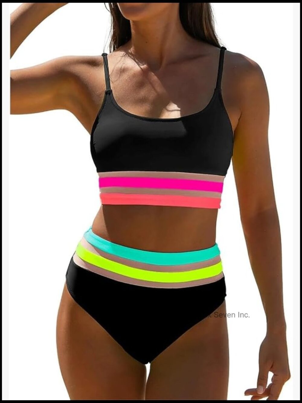 High Waisted Bikini Set Modest Two Piece Full Coverage Adjustable Straps